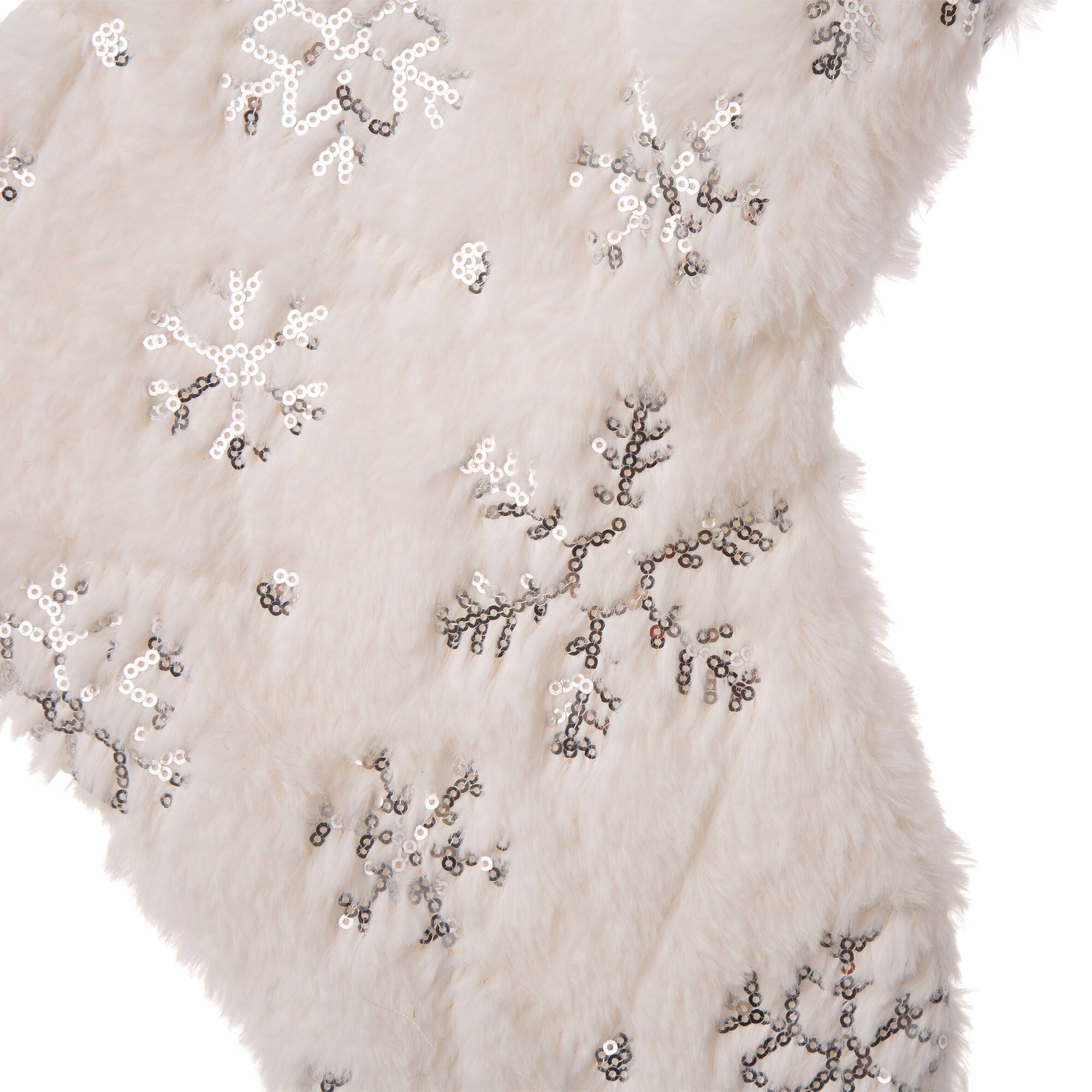 Glitzhome® White Plush with Snowflake Christmas Stocking & Tree Skirt Set